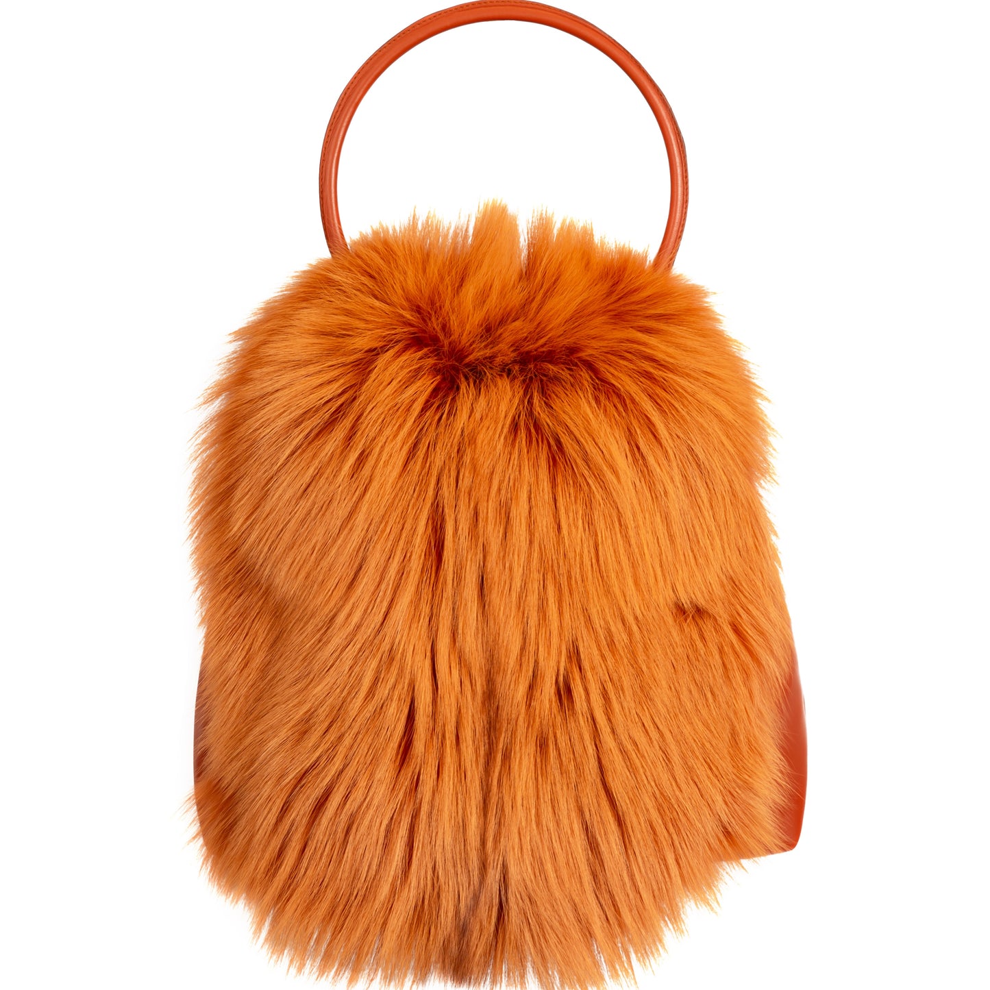 Nicolette- Dyed Orange Fox and Leather Bag