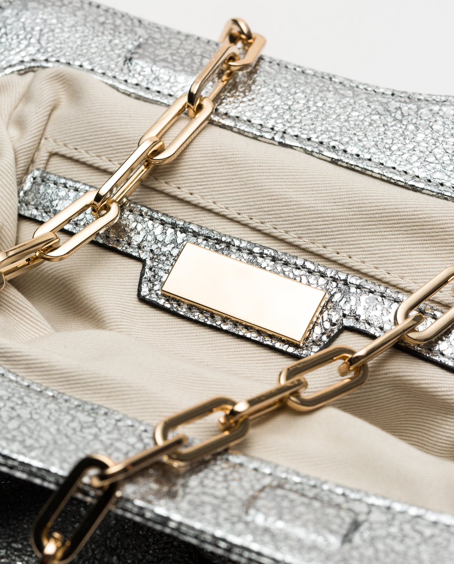 Alison- Silver Glitter Leather Clutch