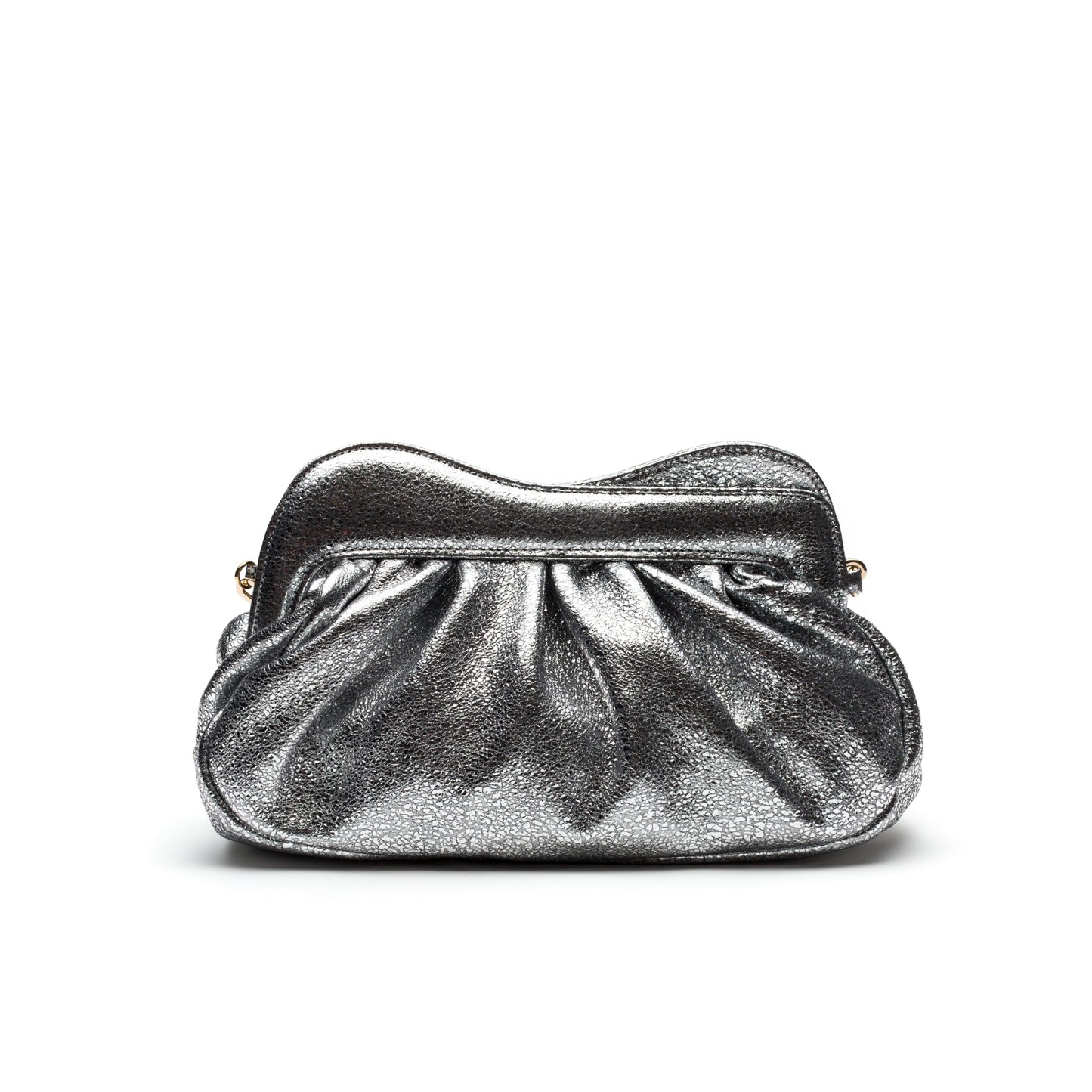 Alison- Silver Glitter Leather Clutch