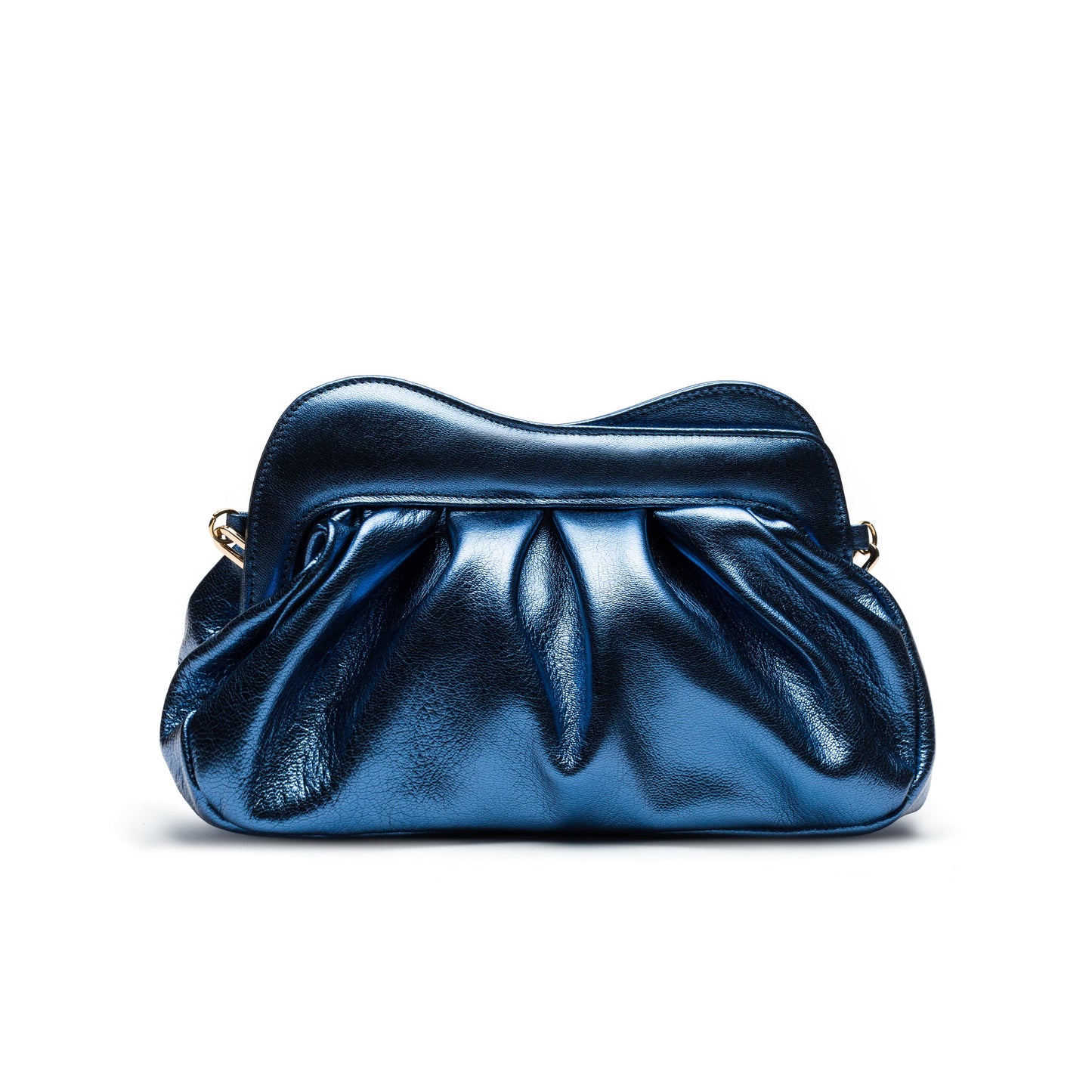 Alison- Metallic Blue Leather Clutch