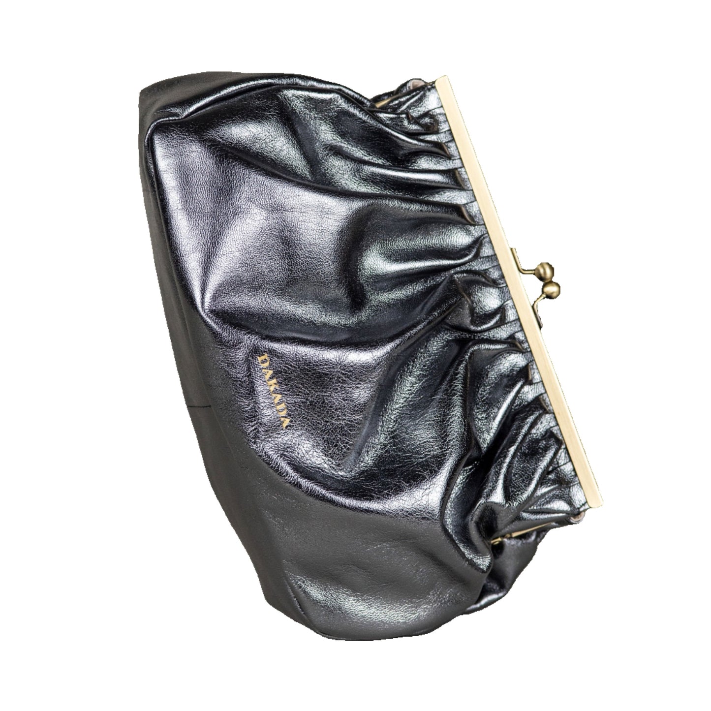 Caitlin- Metallic Gunmetal Leather Clutch