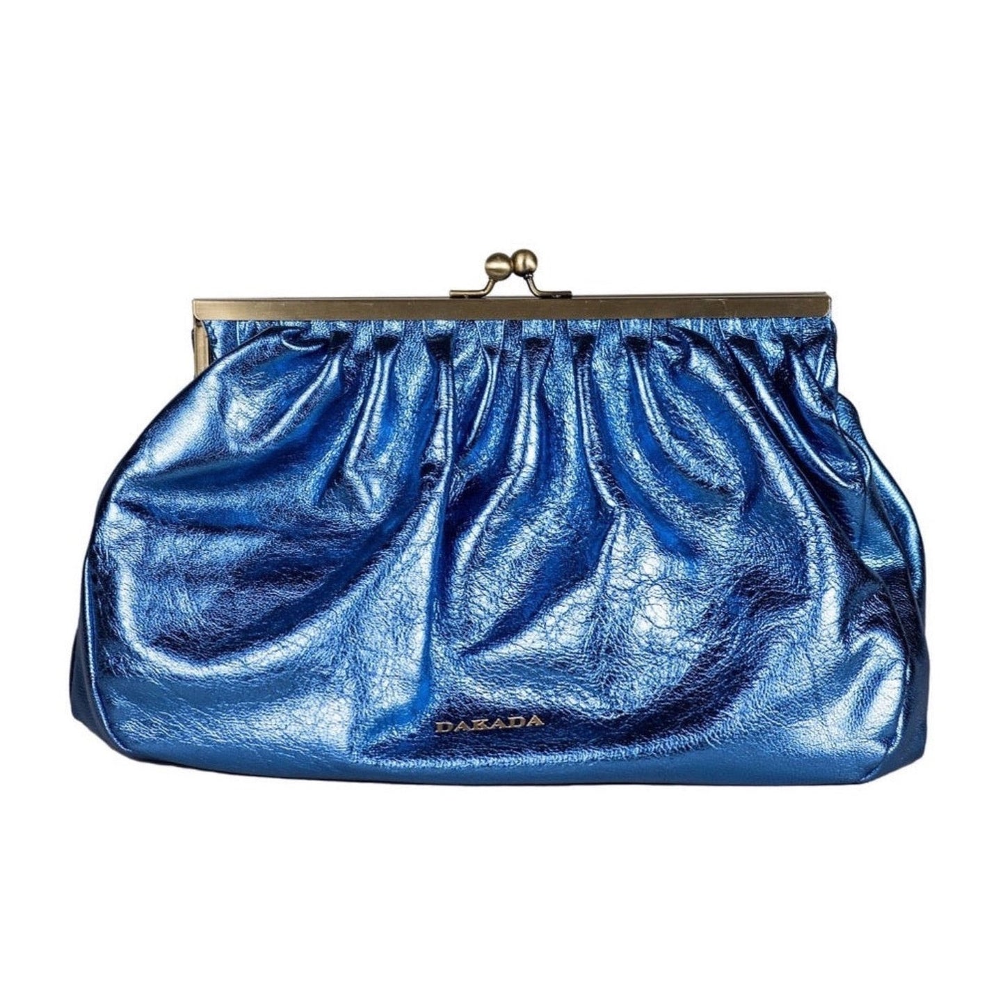 Caitlin- Metallic Blue Leather Clutch