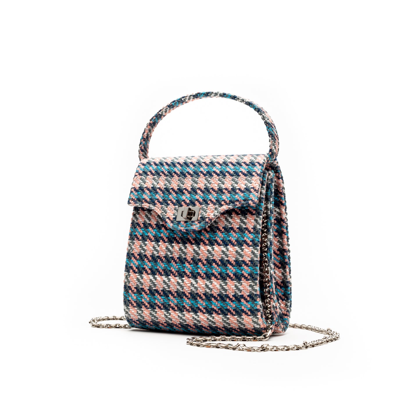Cucci- Pink and Navy Blue Fabric Bag