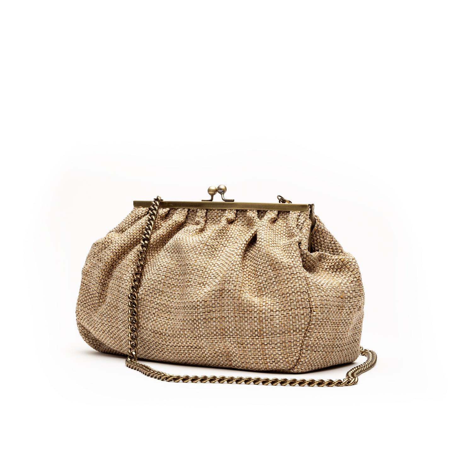 Caitlin- Natural Gold Rafia Clutch