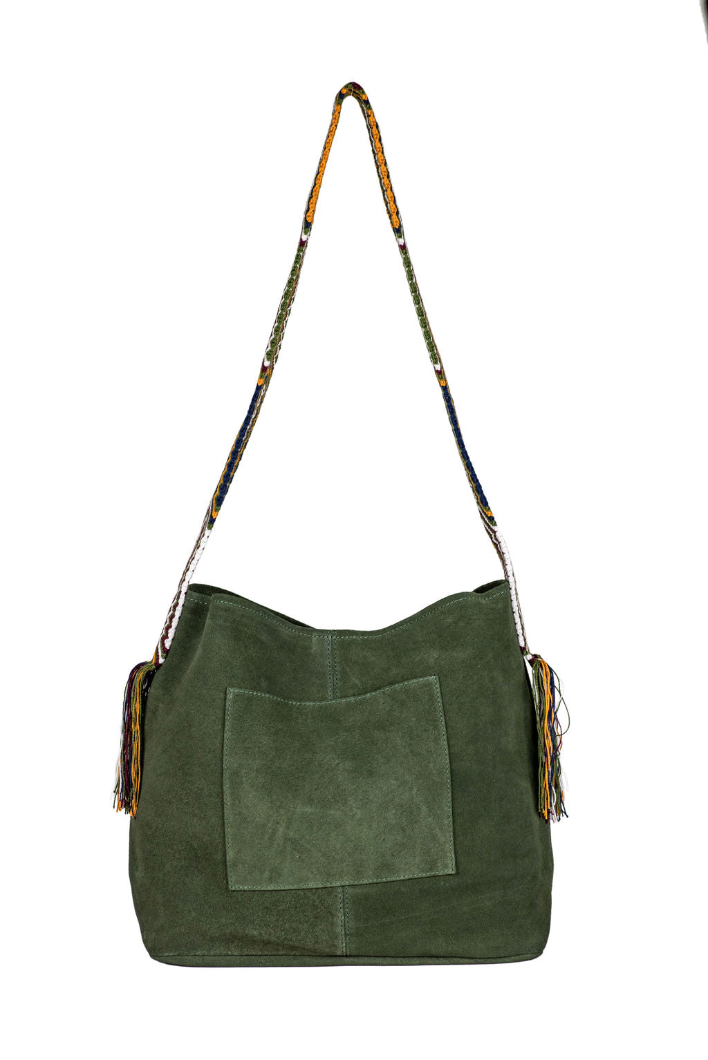 Sydney- Green Suede Boho Bag