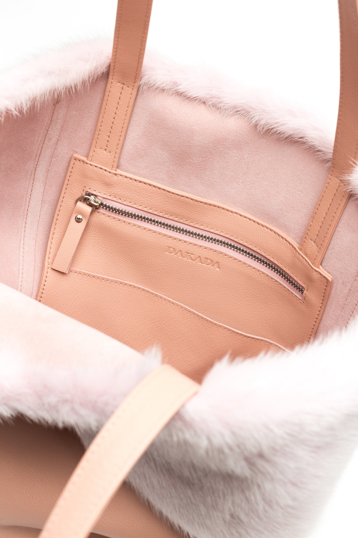 Kaley- Pink Leather Tote with Pink Mink