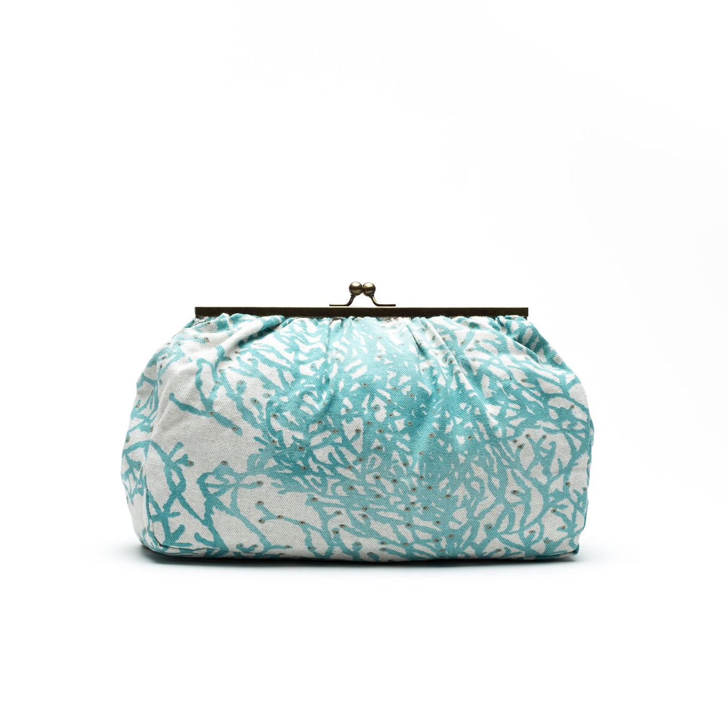 Caitlin- Blue Print Seaweed Rafia Clutch