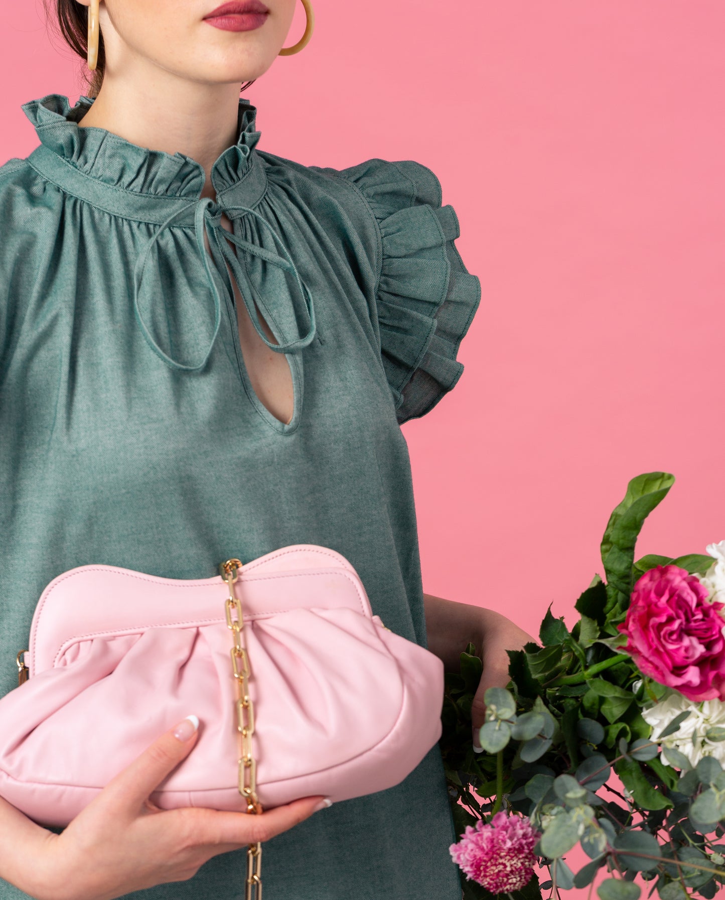 Alison- Baby Pink Leather Clutch