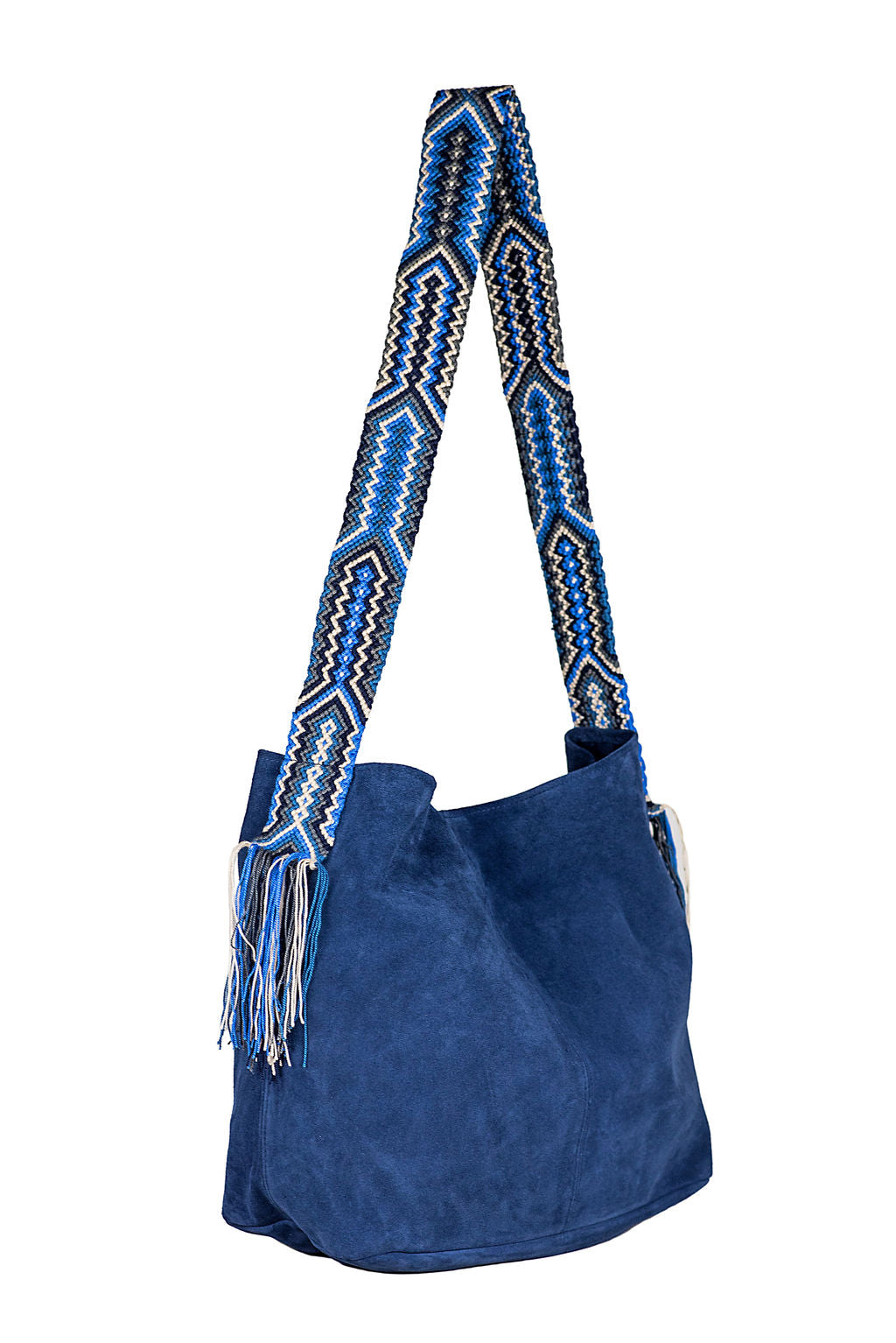 Sydney- Blue Suede Boho Bag