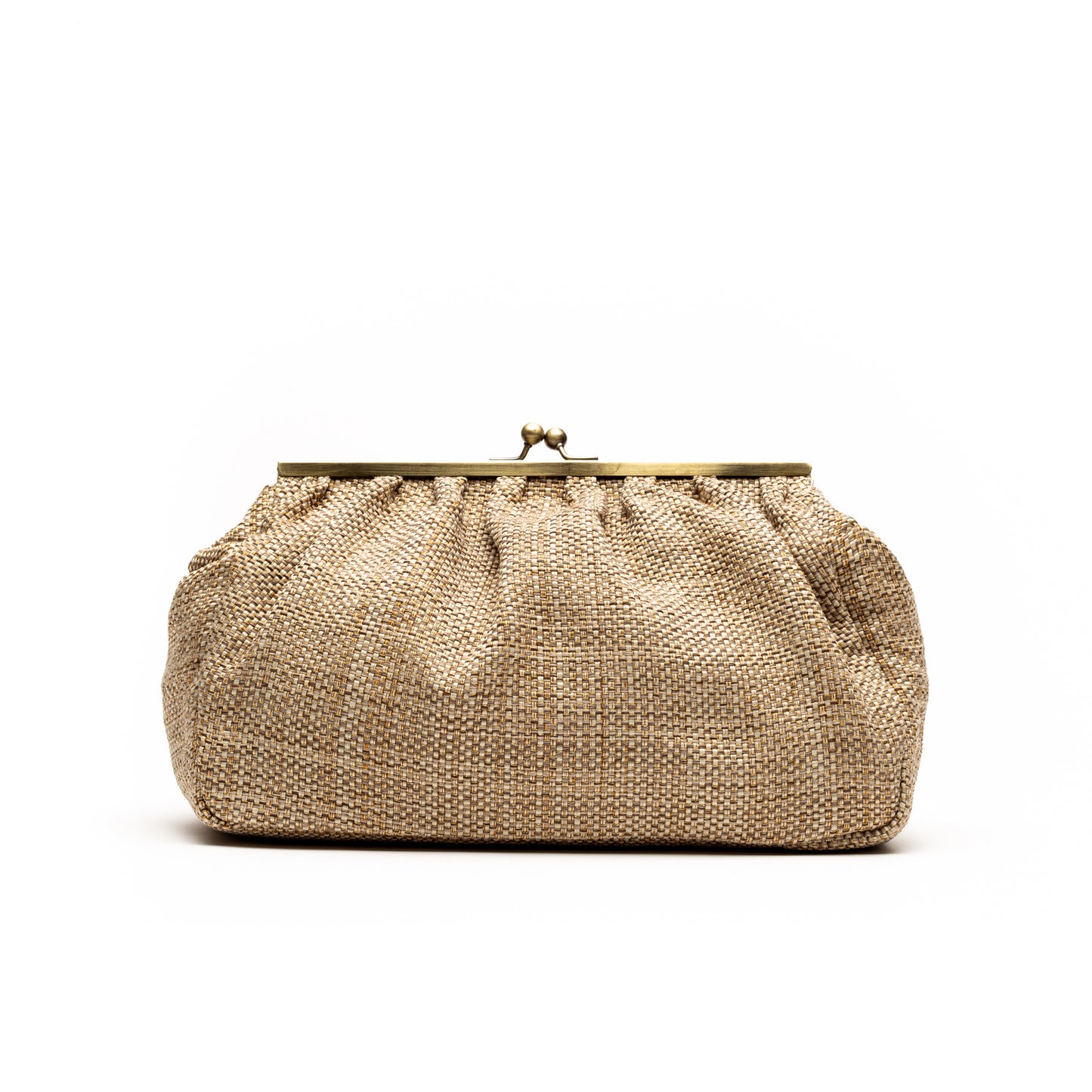 Caitlin- Natural Gold Rafia Clutch