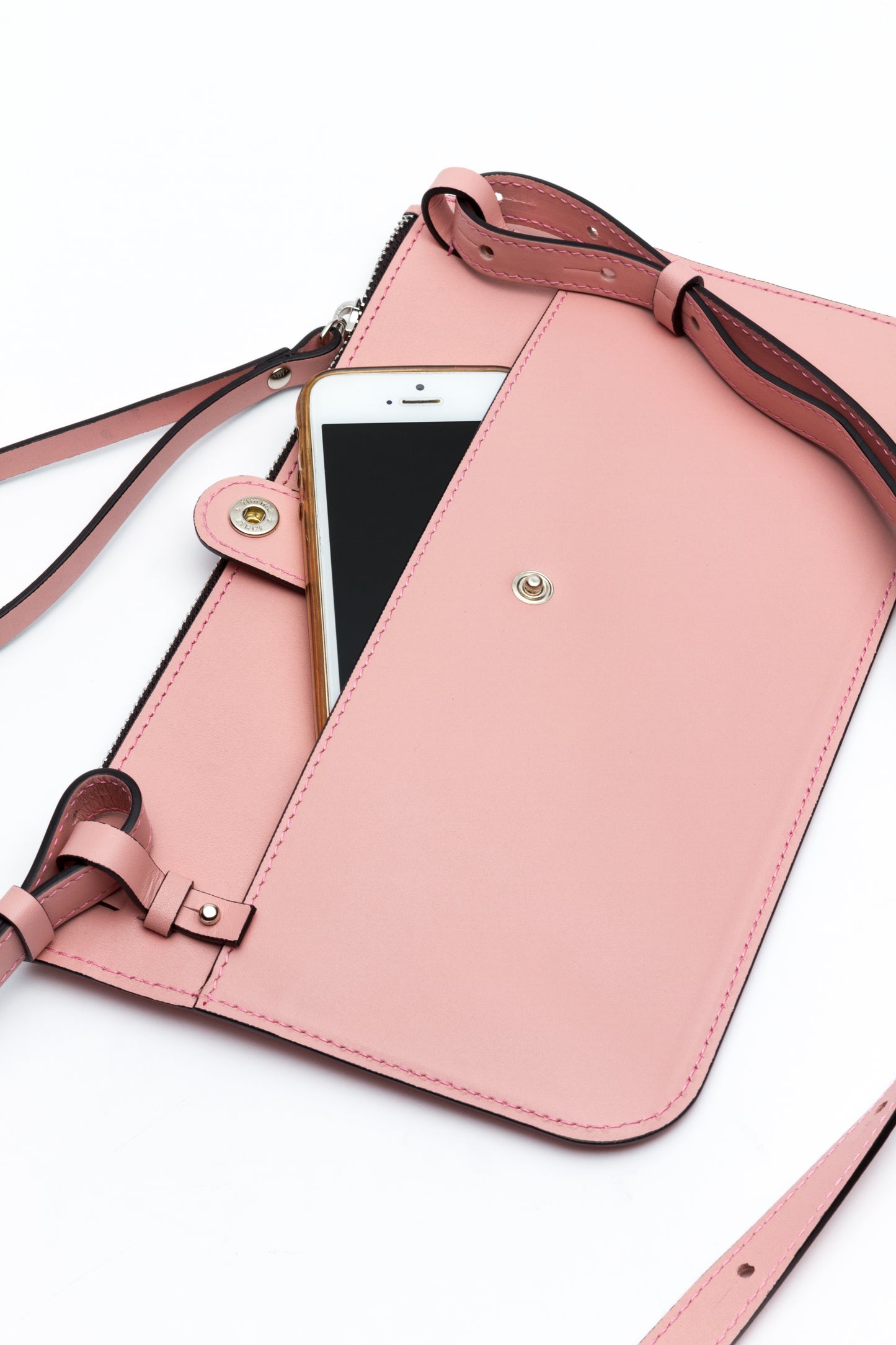 Brooklyn- Pink Leather with Black Trim