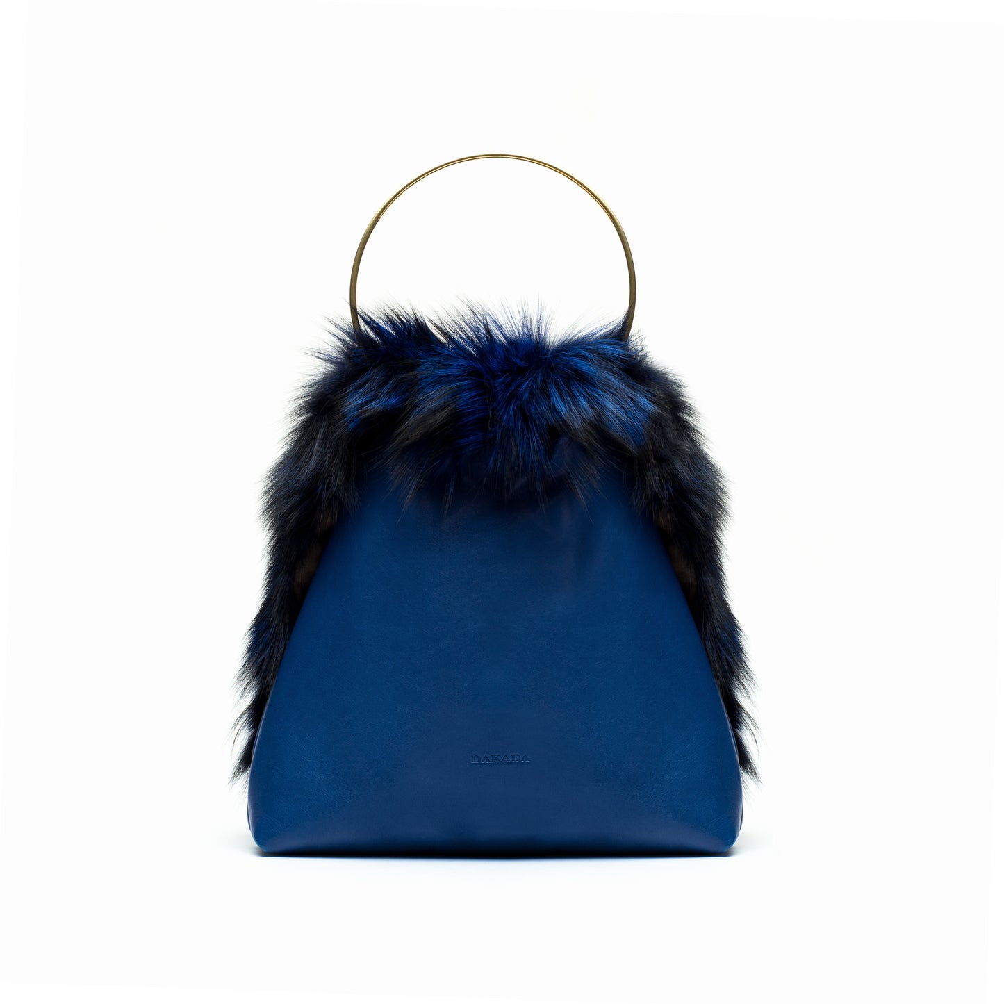 Nicolette- Blue Leather Bag with Dyed Blue Fox