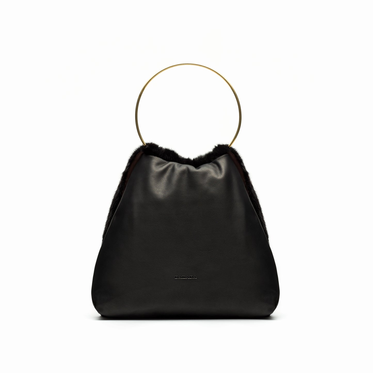 Nicolette- Black Leather Bag with Ranch Mink