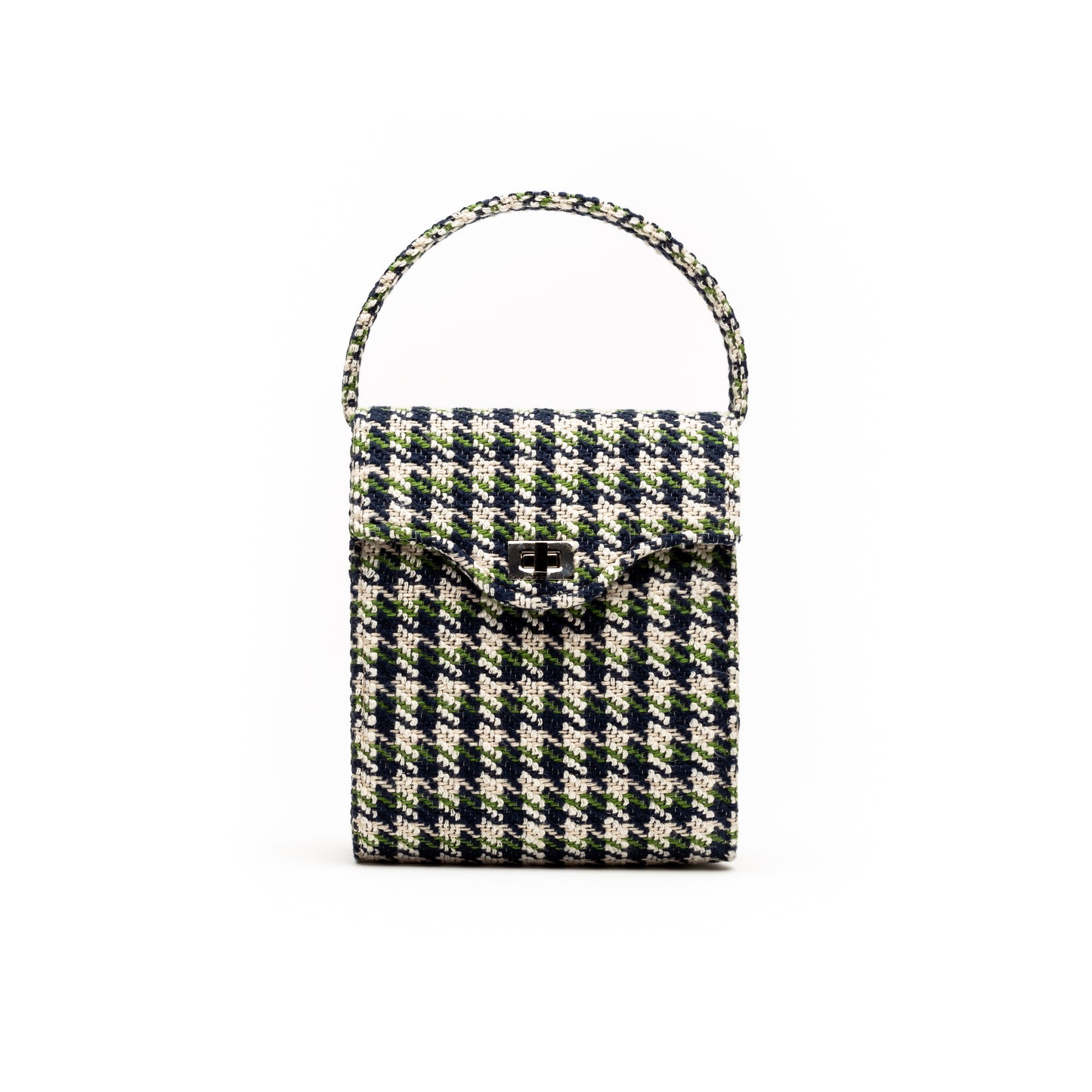 Cucci- Green, Navy Blue and Cream Fabric Bag
