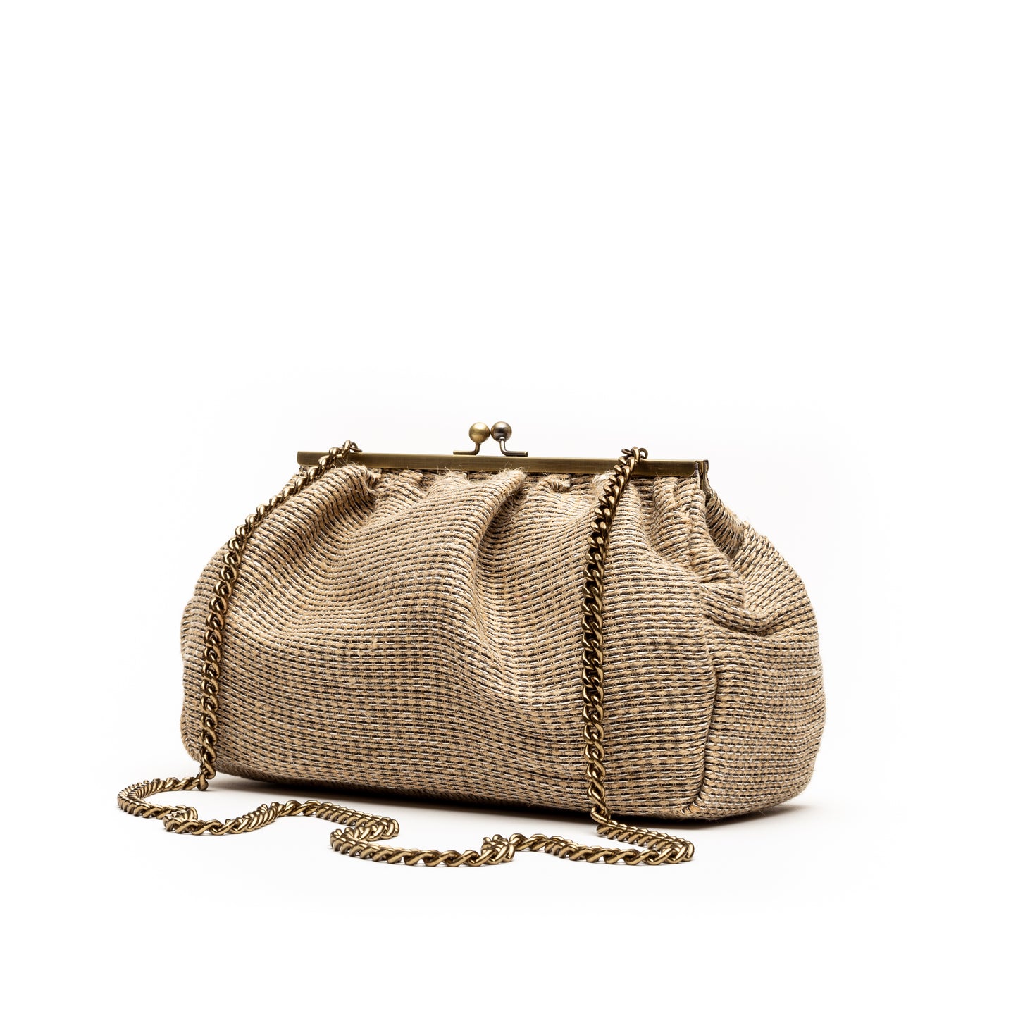 Caitlin- Natural/Black Rafia Clutch