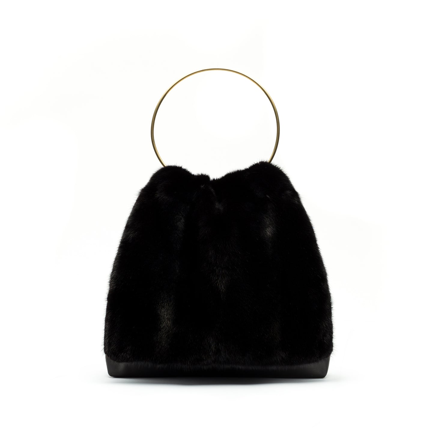 Nicolette- Black Leather Bag with Ranch Mink