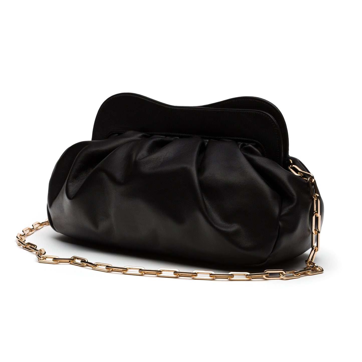 Abby- Black Leather Clutch