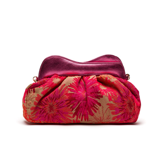 Alison- Dark Pink Floral Fabric Clutch