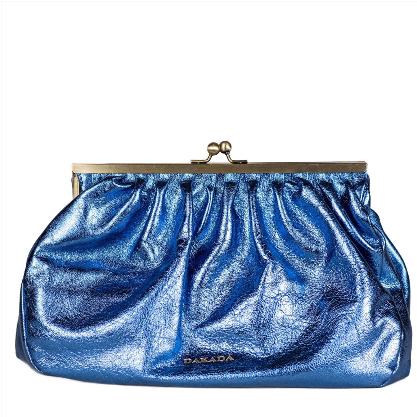 Caitlin- Metallic Blue Leather Clutch