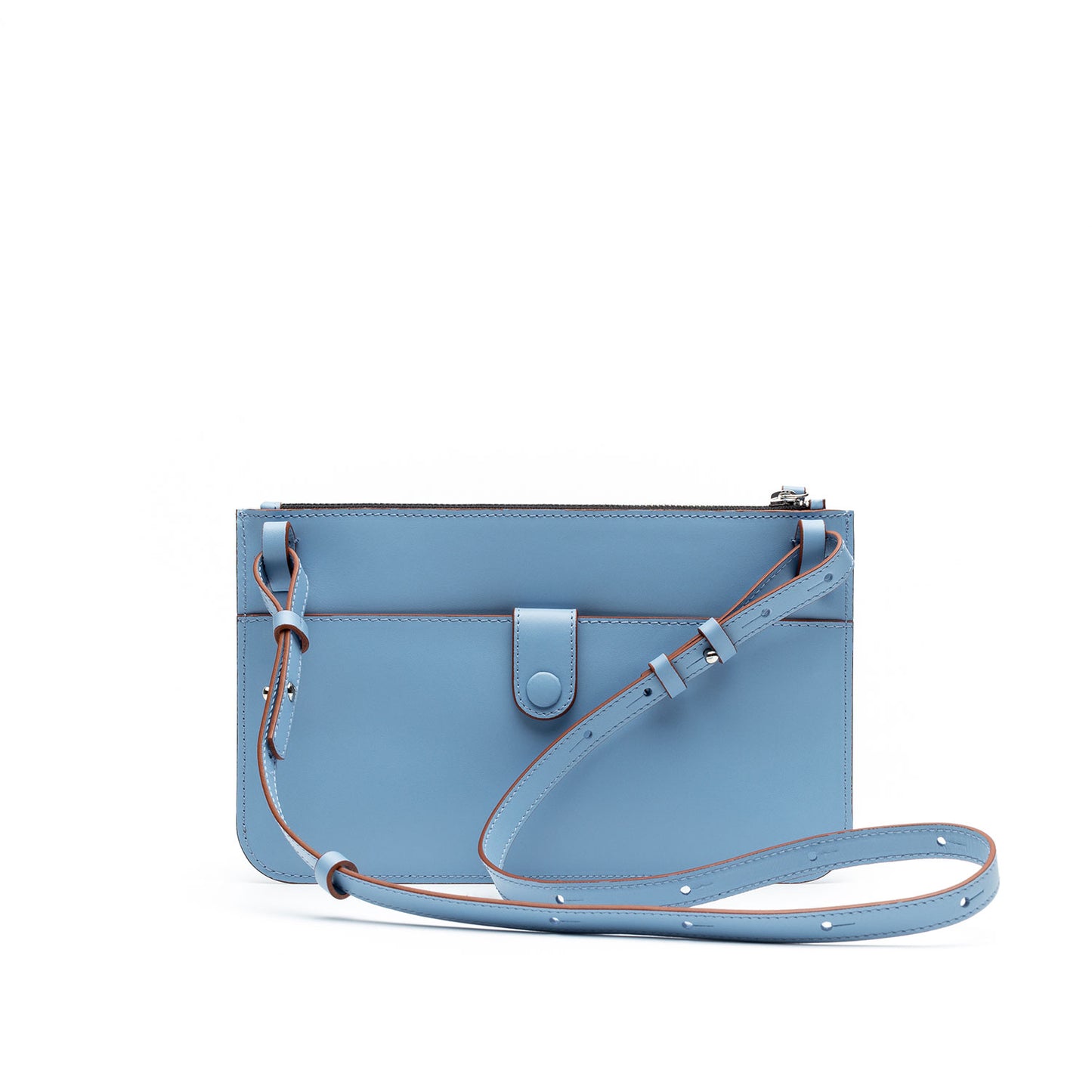 Brooklyn- Light Blue Leather with Camel Trim