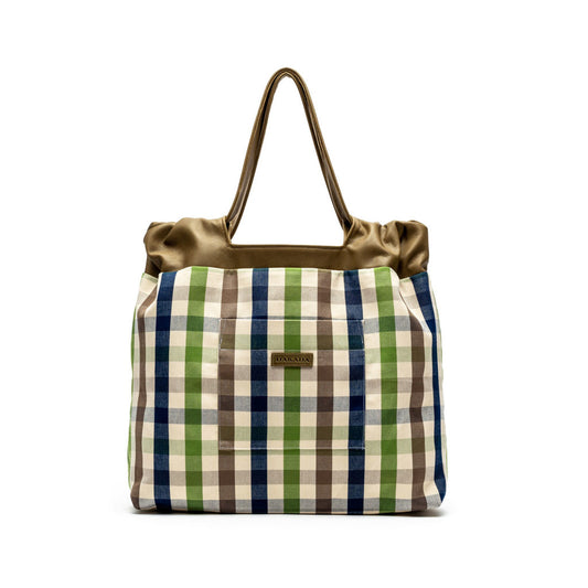 Maddy- Navy, Green and Cream Checkered Bag