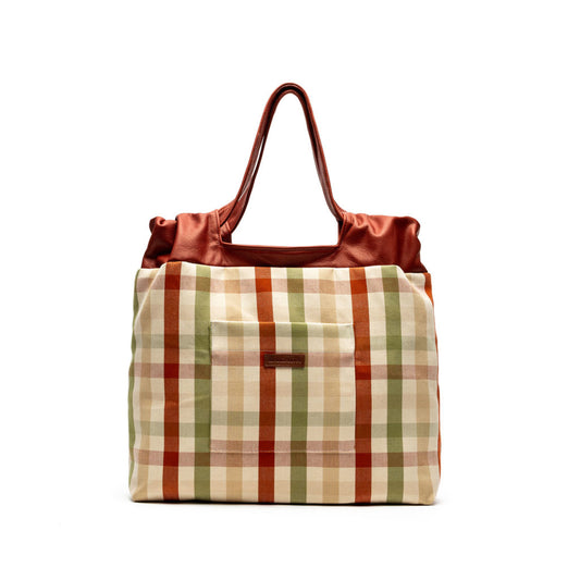 Maddy- Rust, Green and Cream Checkered Bag