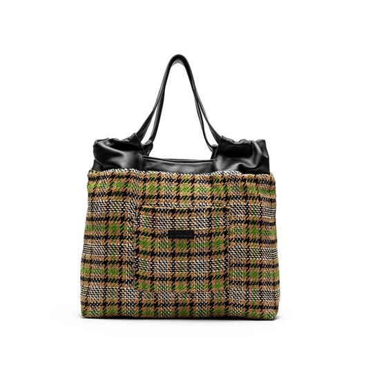 Maddy- Brown, Green and Black Wool Fabric Bag