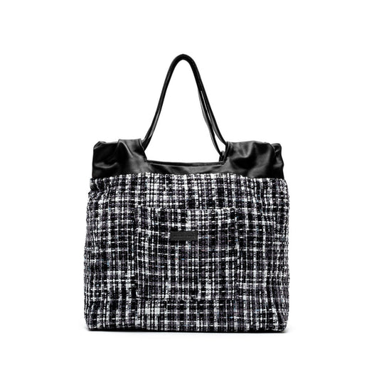 Maddy- Black and White Wool Fabric Bag