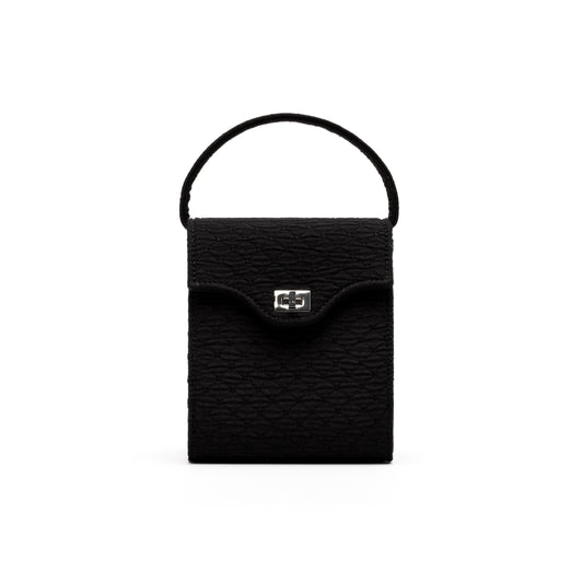 Cucci- Black Jacquard Fabric Bag