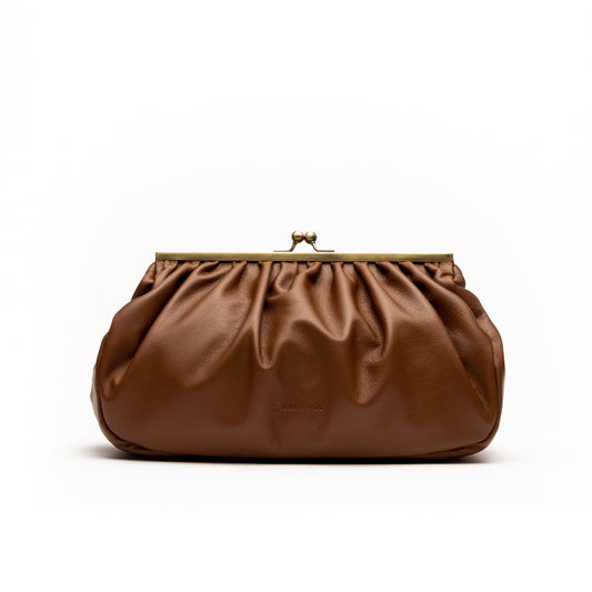 Caitlin- Brown Leather Clutch