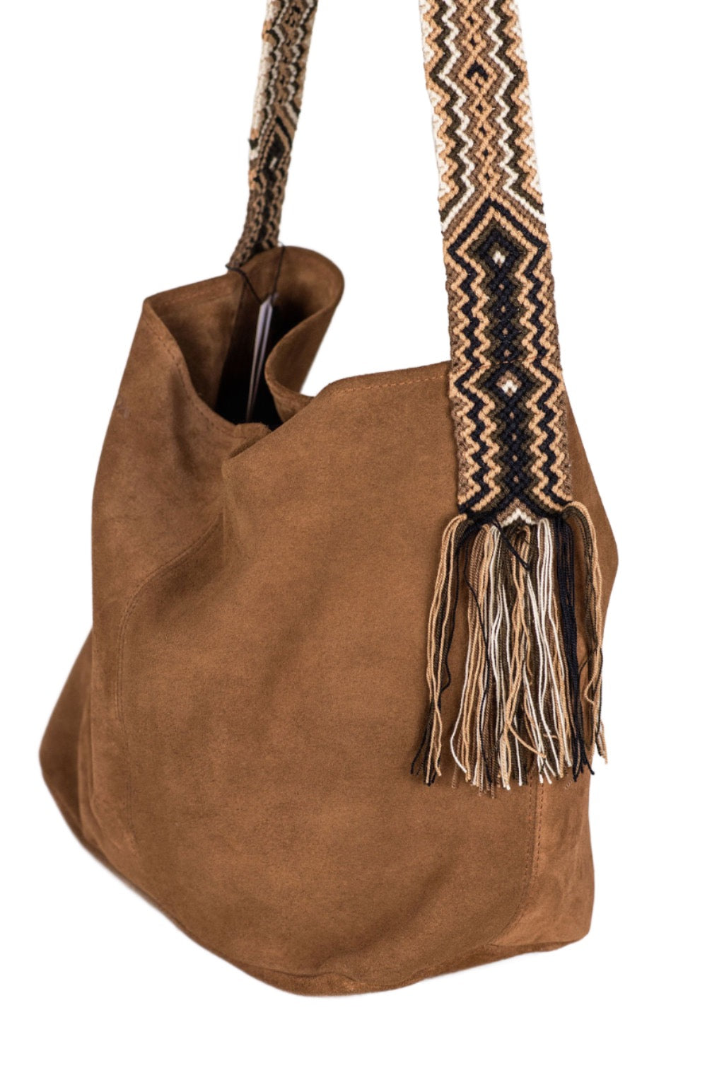 Sydney- Brown Suede Bag with Tan Strap