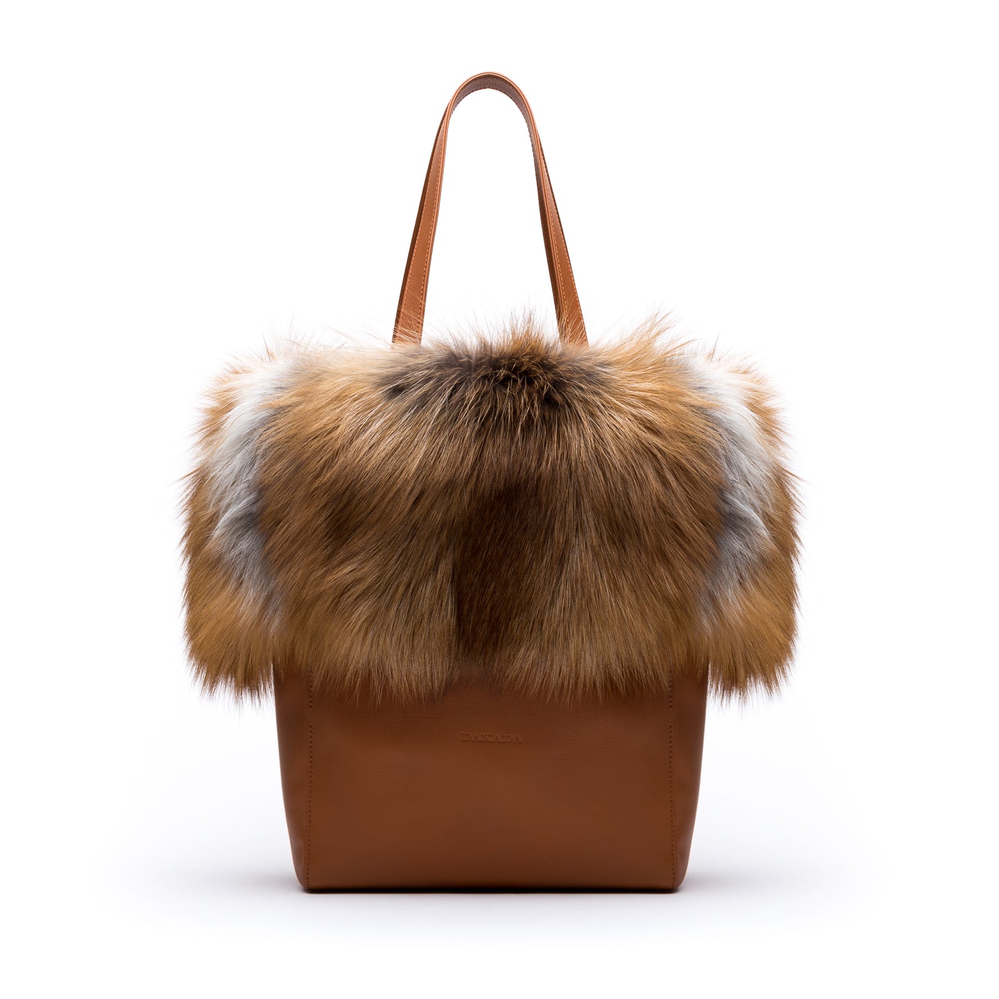 Kaley- Camel Leather Tote with Red Fox